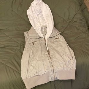 Women’s Ashley by 26 International Double front zipper Hooded Gray and White